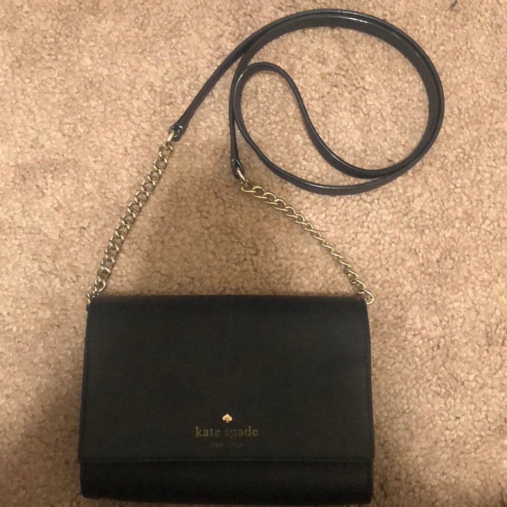 Kate Spade small black leather crossbody